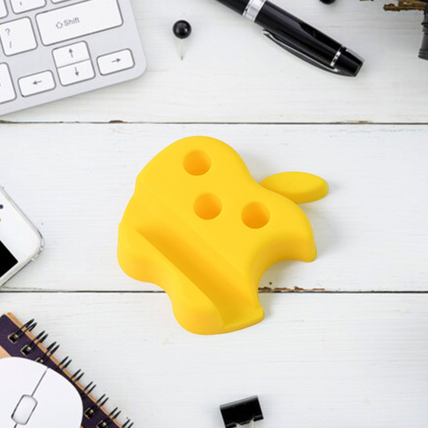 Multi-Functional Apple-Shaped Plastic Mobile Stand with Pen Holder (1 Pc / Mix Color)