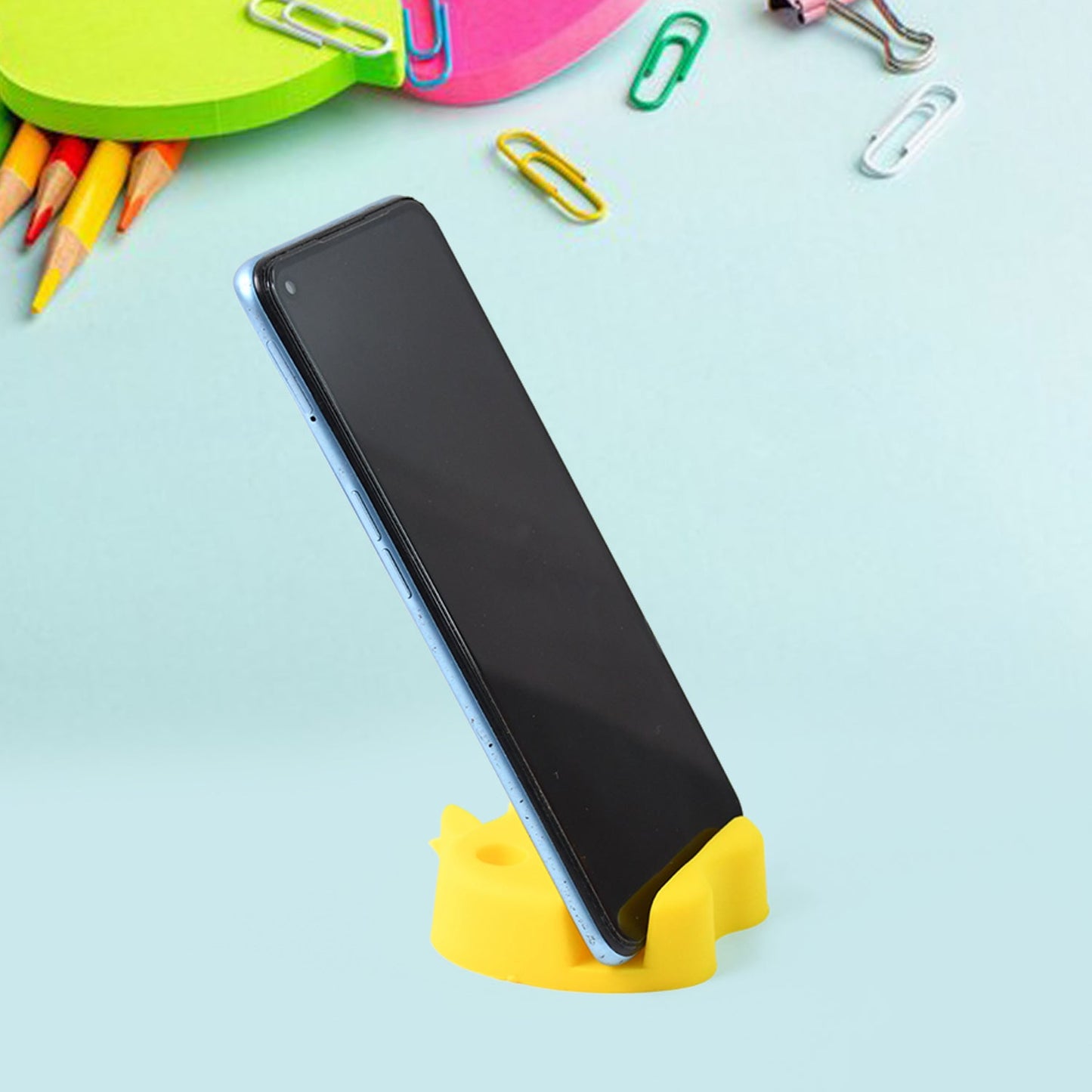 Multi-Functional Apple-Shaped Plastic Mobile Stand with Pen Holder (1 Pc / Mix Color)