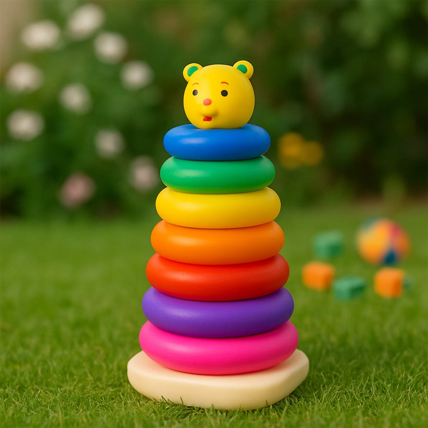 Plastic Baby Kids Teddy Stacking Ring Jumbo Stack Up Educational Toy 7pc