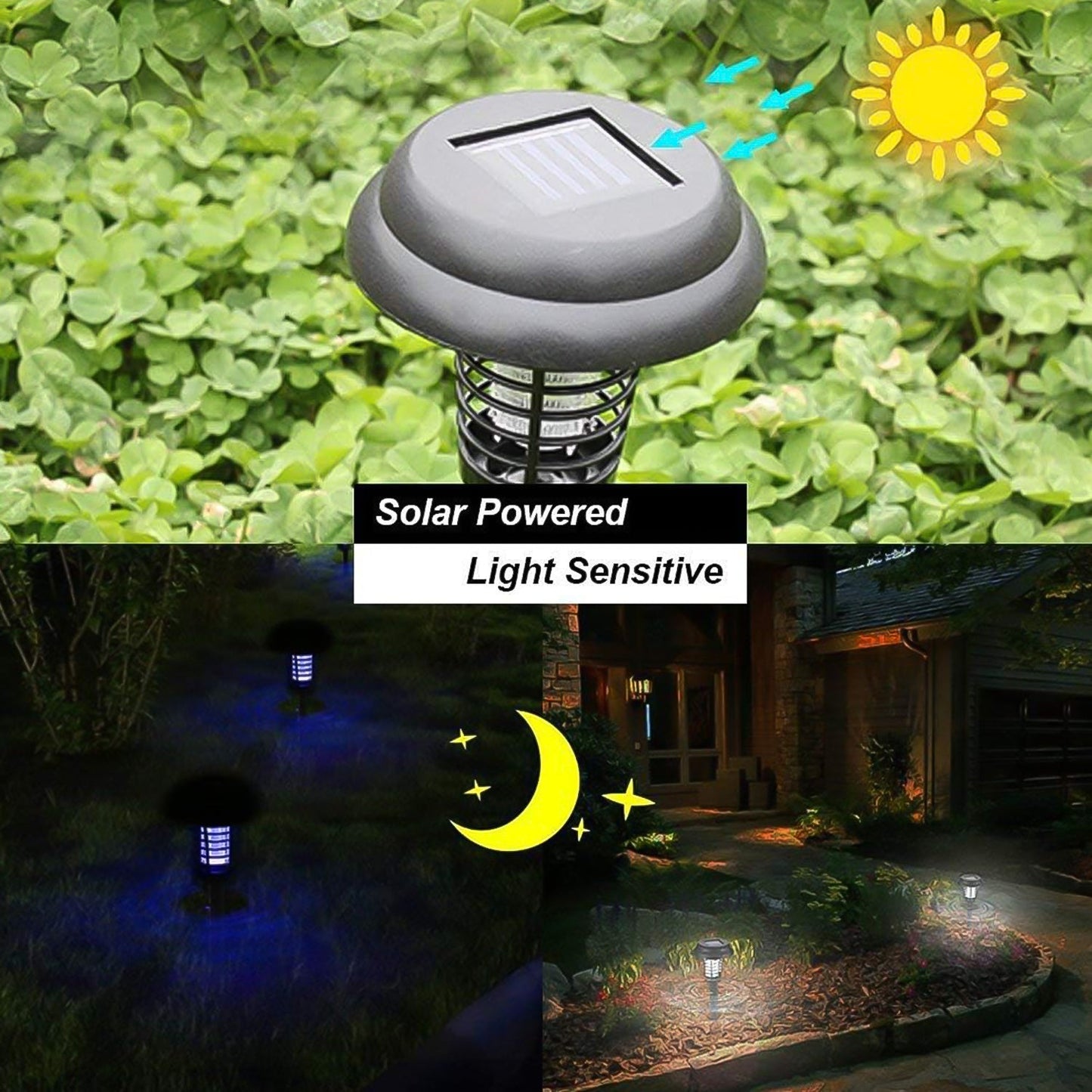 Garden Lighting UV LED Solar Powered LED Mosquito Trap / Bug Zapper (2 Pc)