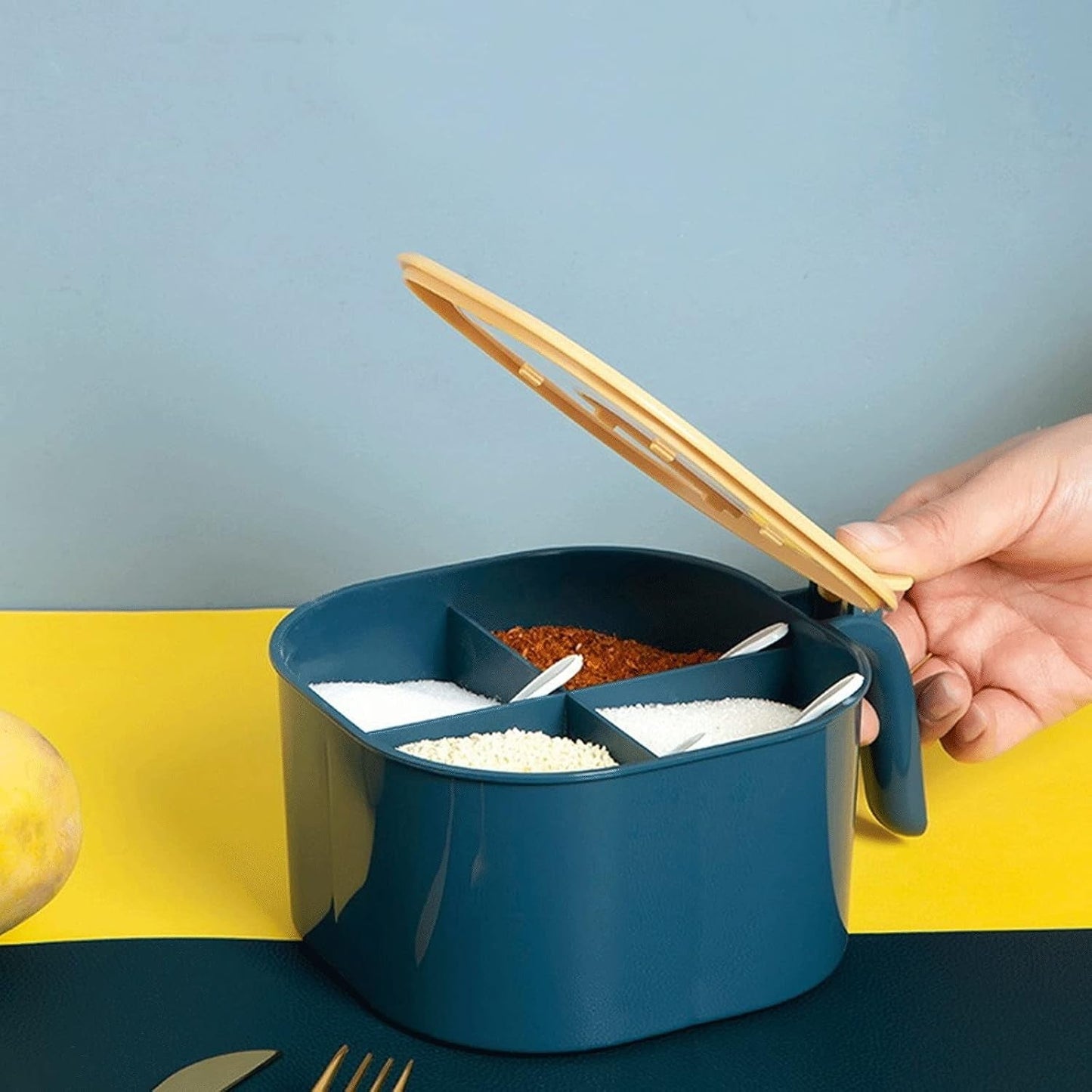 Fancy 4-Section Masala Box for Kitchen Storage (Spice Container)