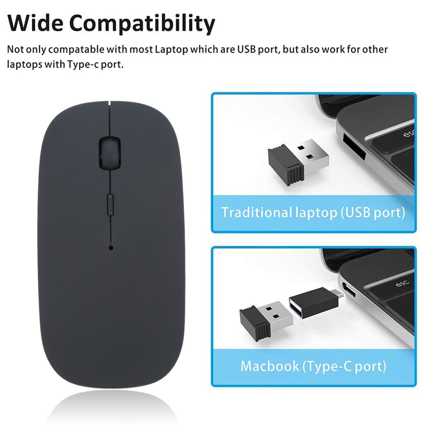 6077 Wireless Mouse For Laptop pc mac ipad Pro computer ( Note: No Glow curve available no batteries included please check images only )