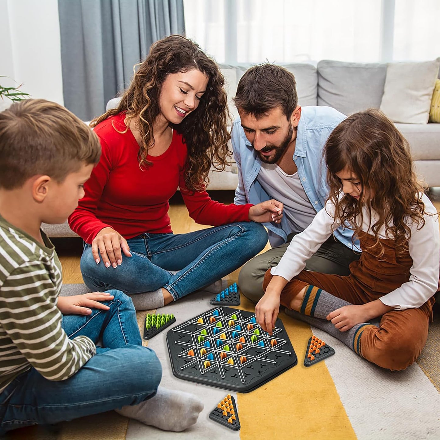 Strategic Triangle Color Matching Puzzle Board Game For Kids  Family