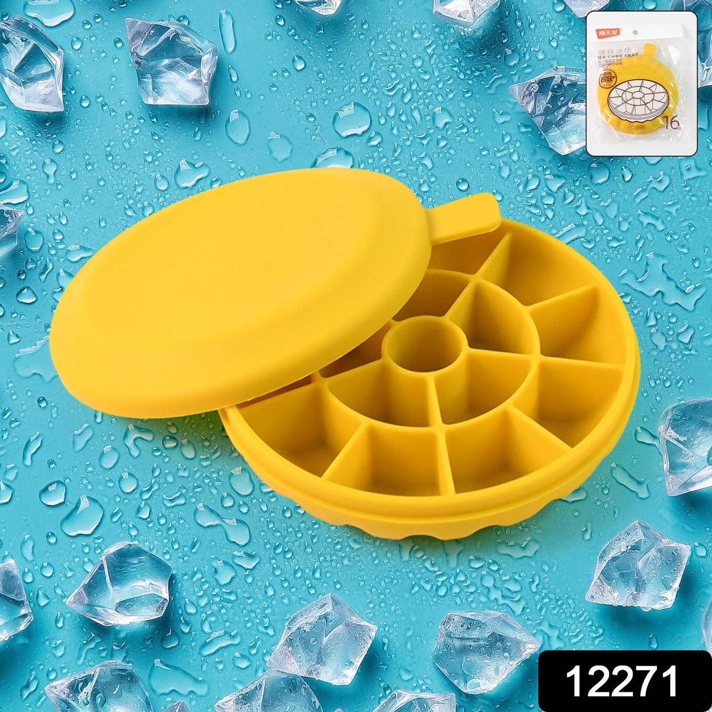 Ice Cube Tray with Lid Grid-16 (1 Pc)