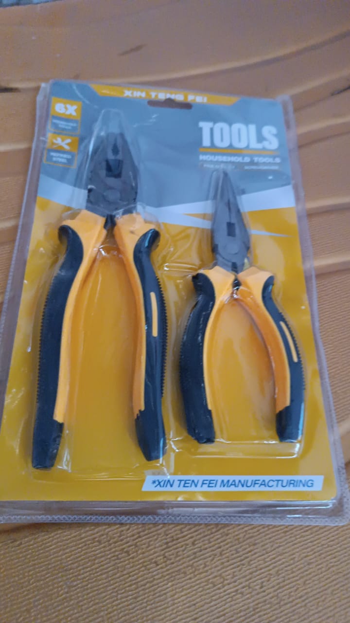 Long Nose Plier and Flat Mouth Plier Combo Tools (2 Pc Set)