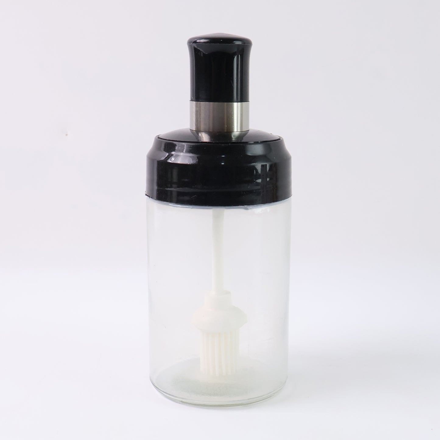 Clear Glass Oil Dispenser Bottle With Integrated Silicone Basting Brush (250ml Approx)
