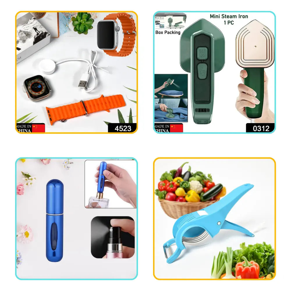 Home Power Pack 4 IN 1 Combo Smart Watch + Steamer + Spray Bottle + Vegitable-Cutter
