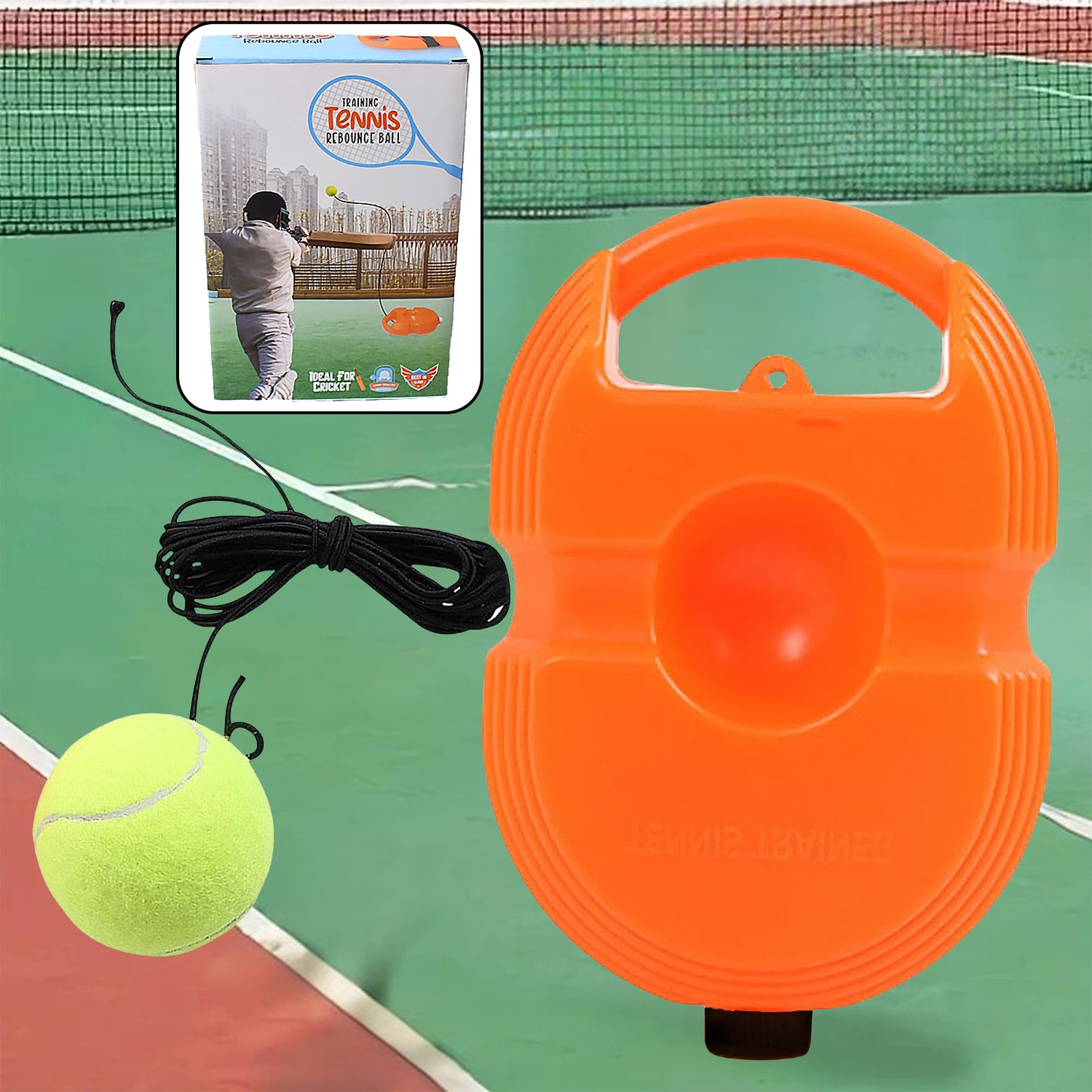 17599 Tennis Trainer Rebound Ball With String Convenient Tennis Training Gear Tennis Practice Device Base For Kids Adults